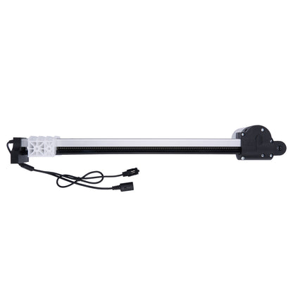 Long rectangular electronic device with black connectors on a white background