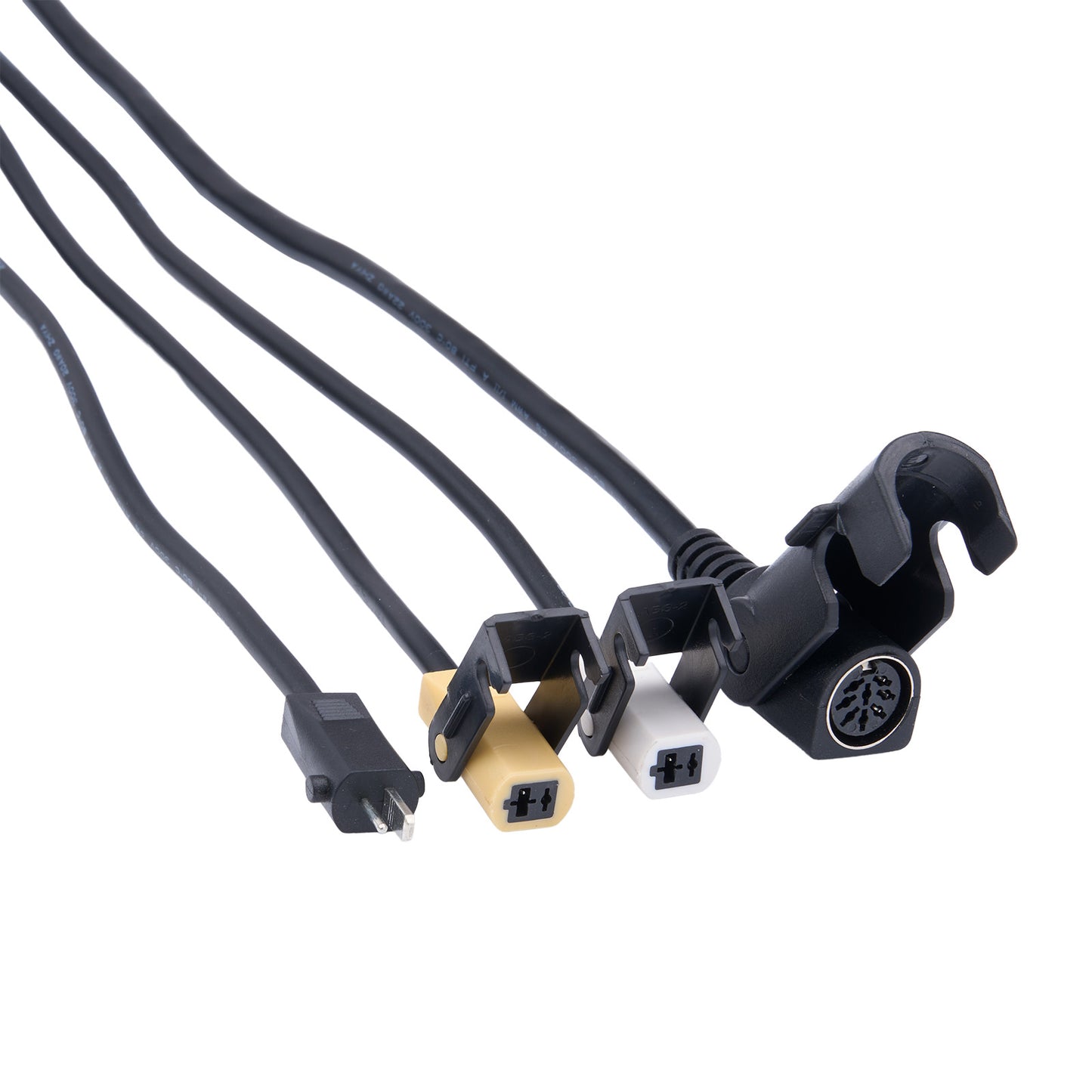 Set of various connectors on a white background