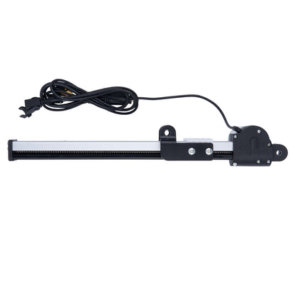 Mechanical linear actuator with power cable on a white background