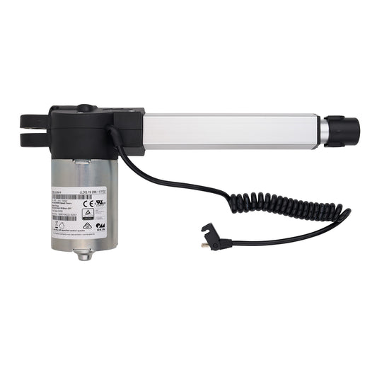 Linear actuator with cable on a white background