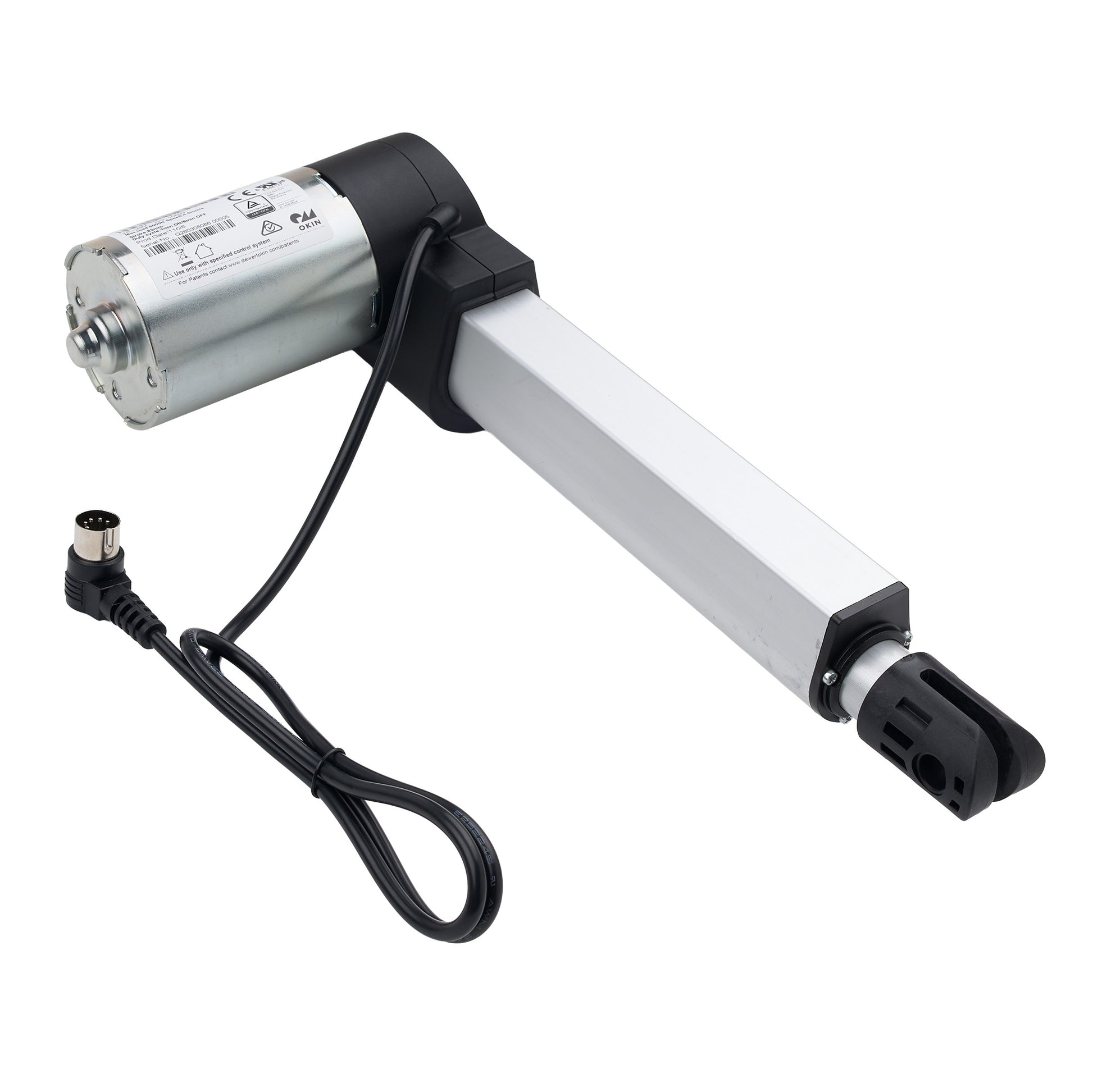 Linear actuator with cable on a white background