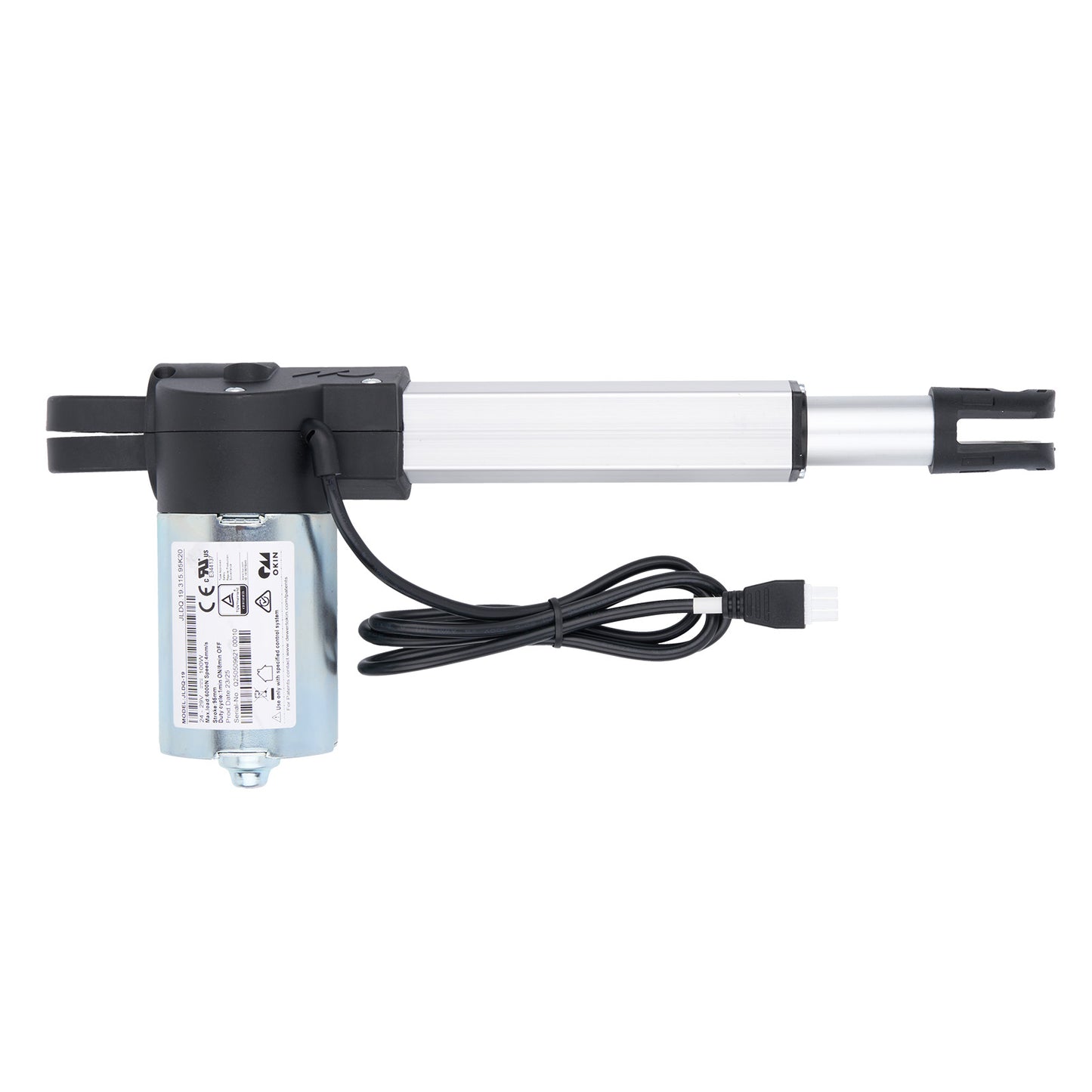 Electric actuator with a cable on a white background