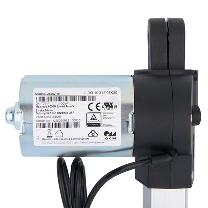 Okin motor with label on a white background