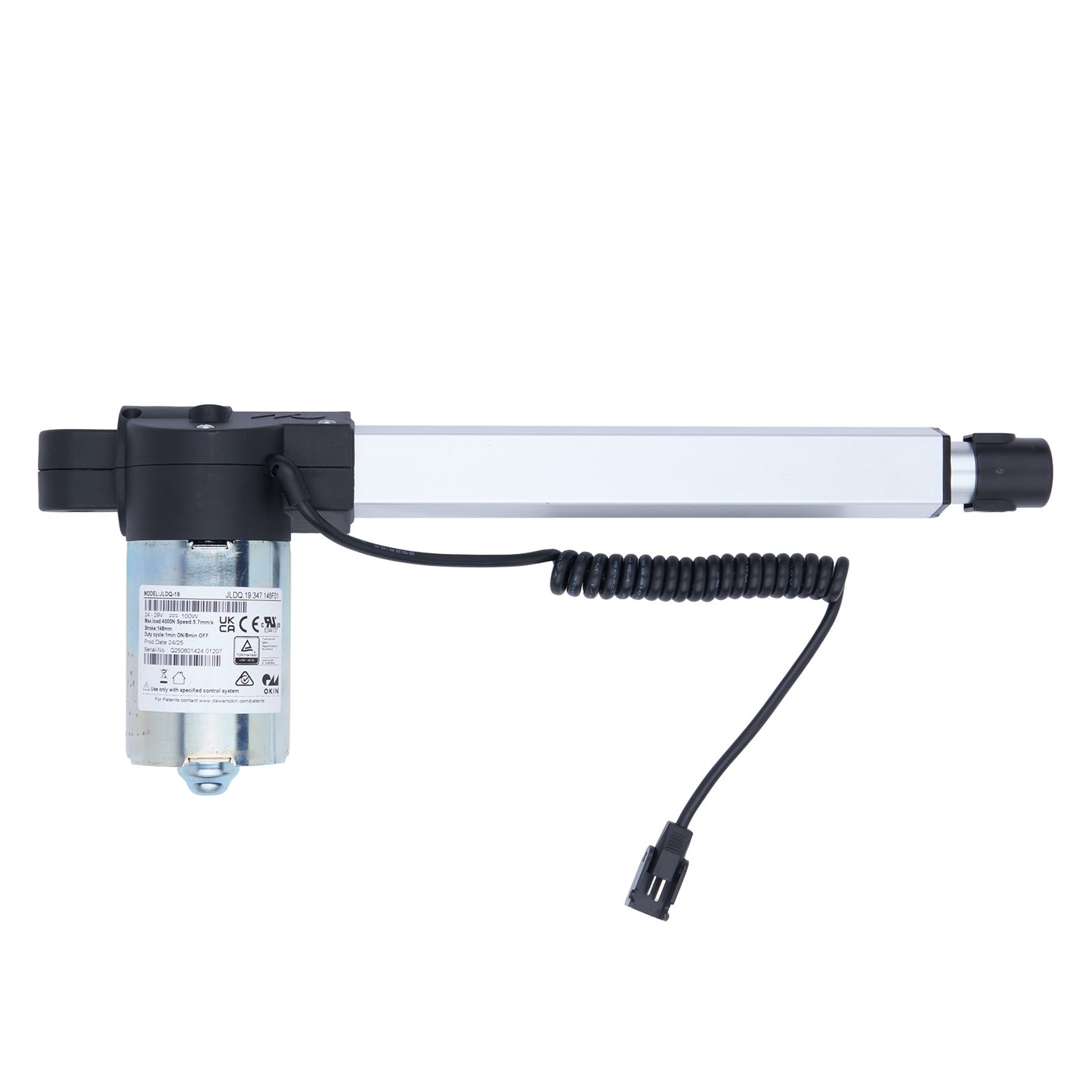 Electric actuator with cable on a white background