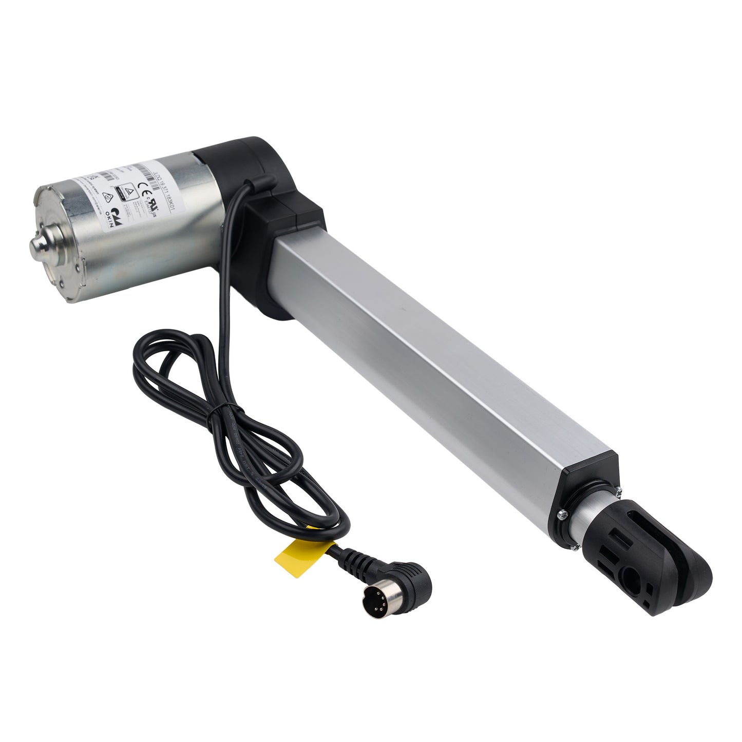 Linear actuator with cable on a white background
