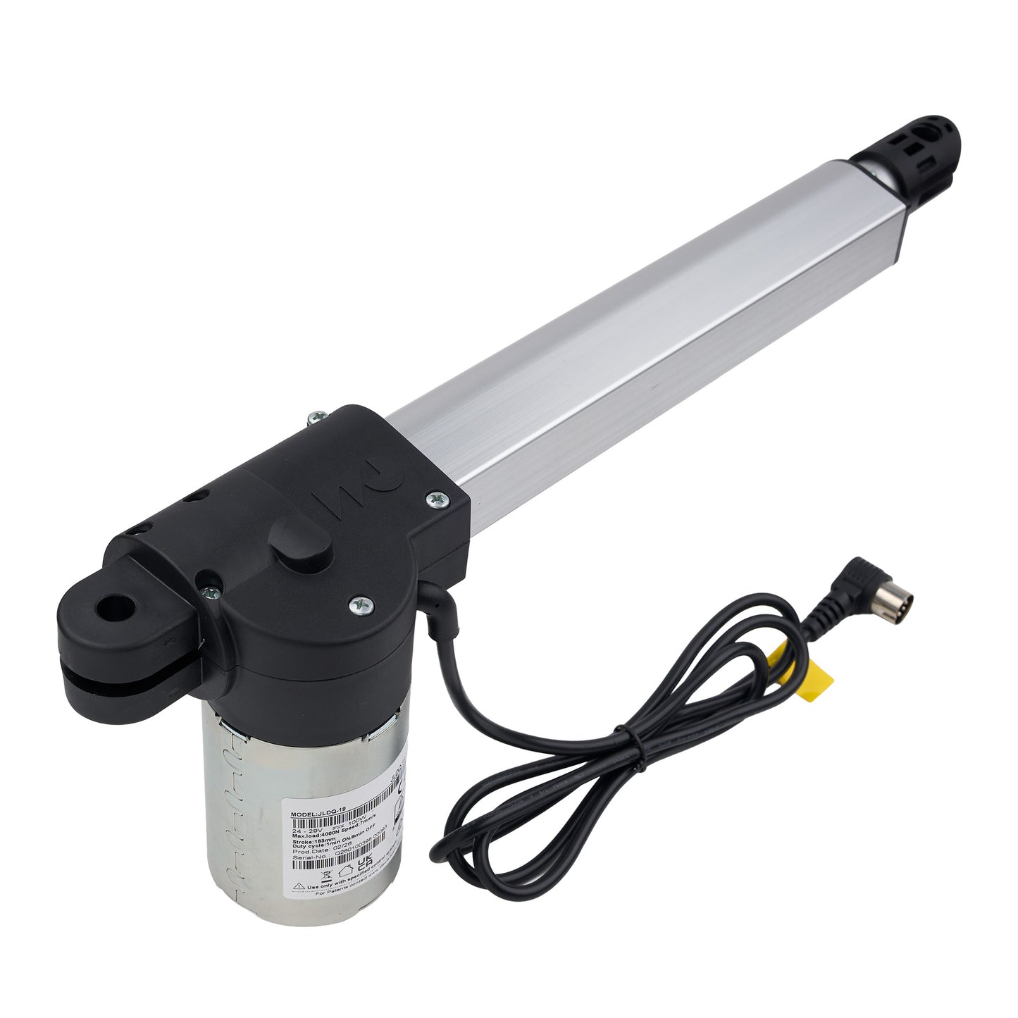 Linear actuator with cable on a white background
