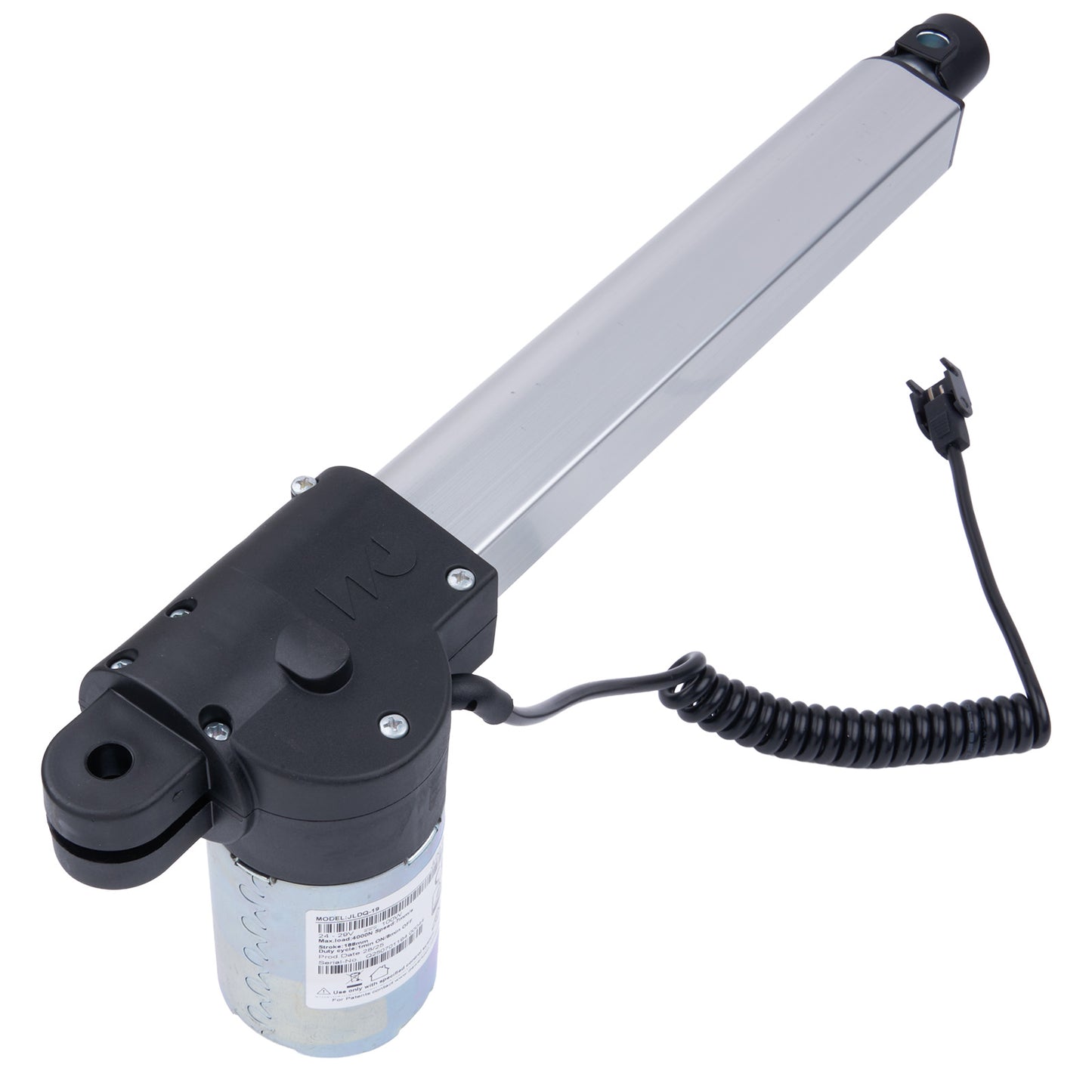 Electric actuator with a coiled cable on a white background