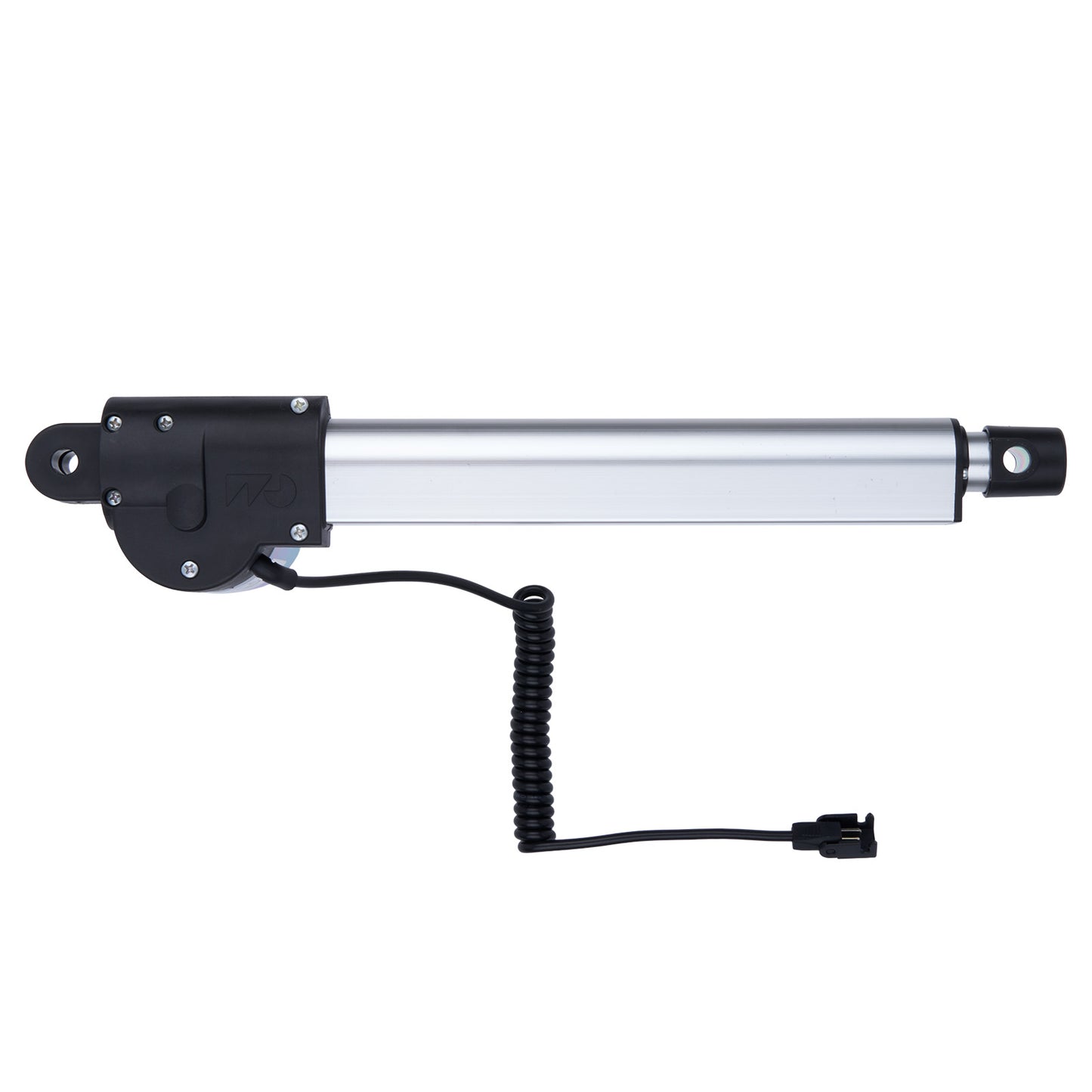 Linear actuator with coiled cable on a white background