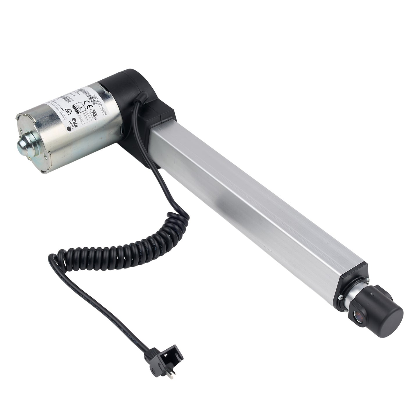 Linear actuator with cable on a white background