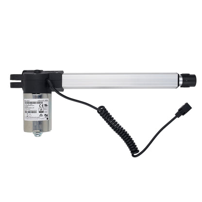 Linear actuator with coiled cable on a white background