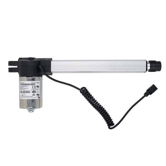 Linear actuator with coiled cable on a white background
