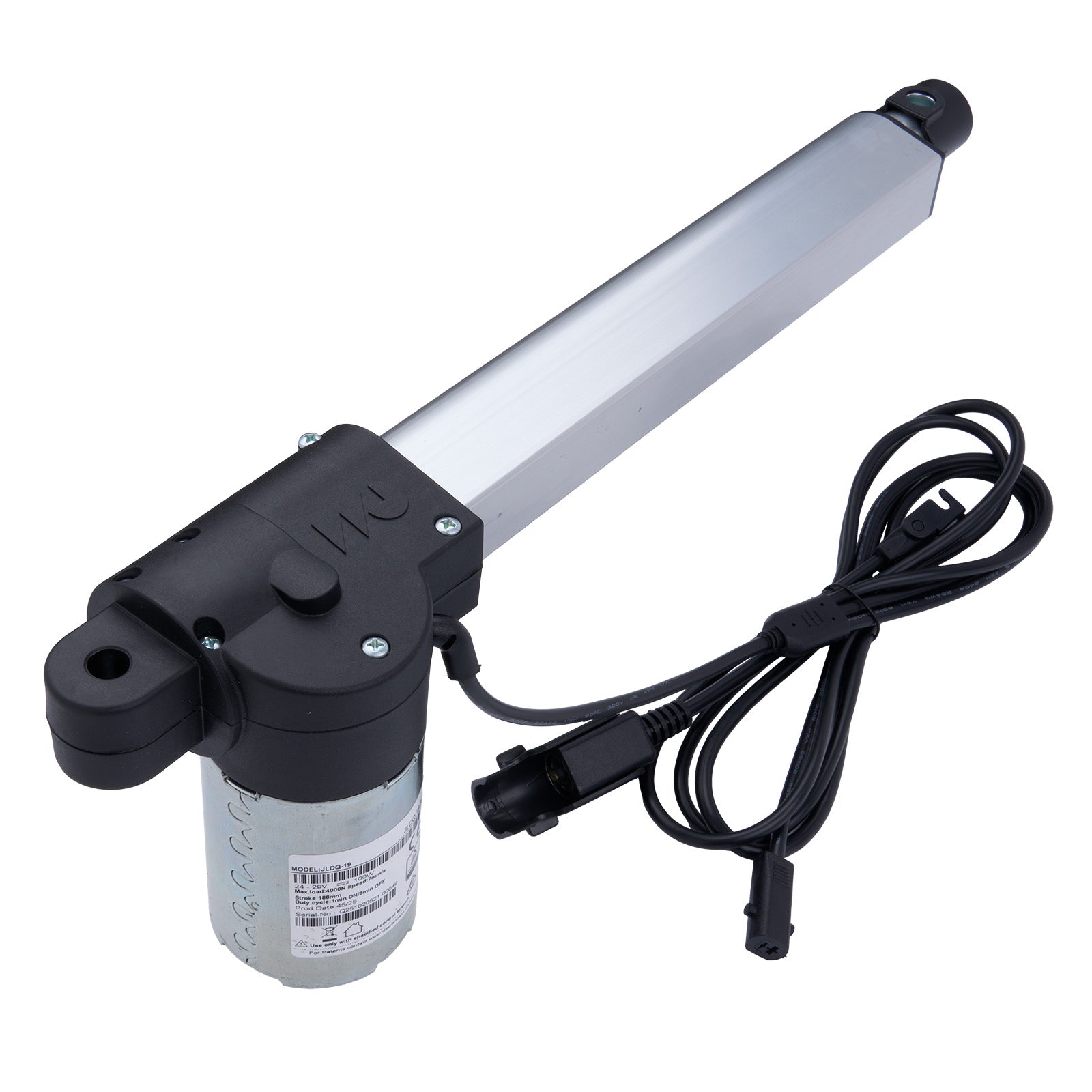 Linear actuator with cable on a white background
