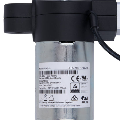 Mechanical component with a label on a white background