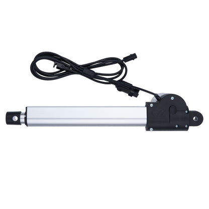 Linear actuator with black cable on a white background