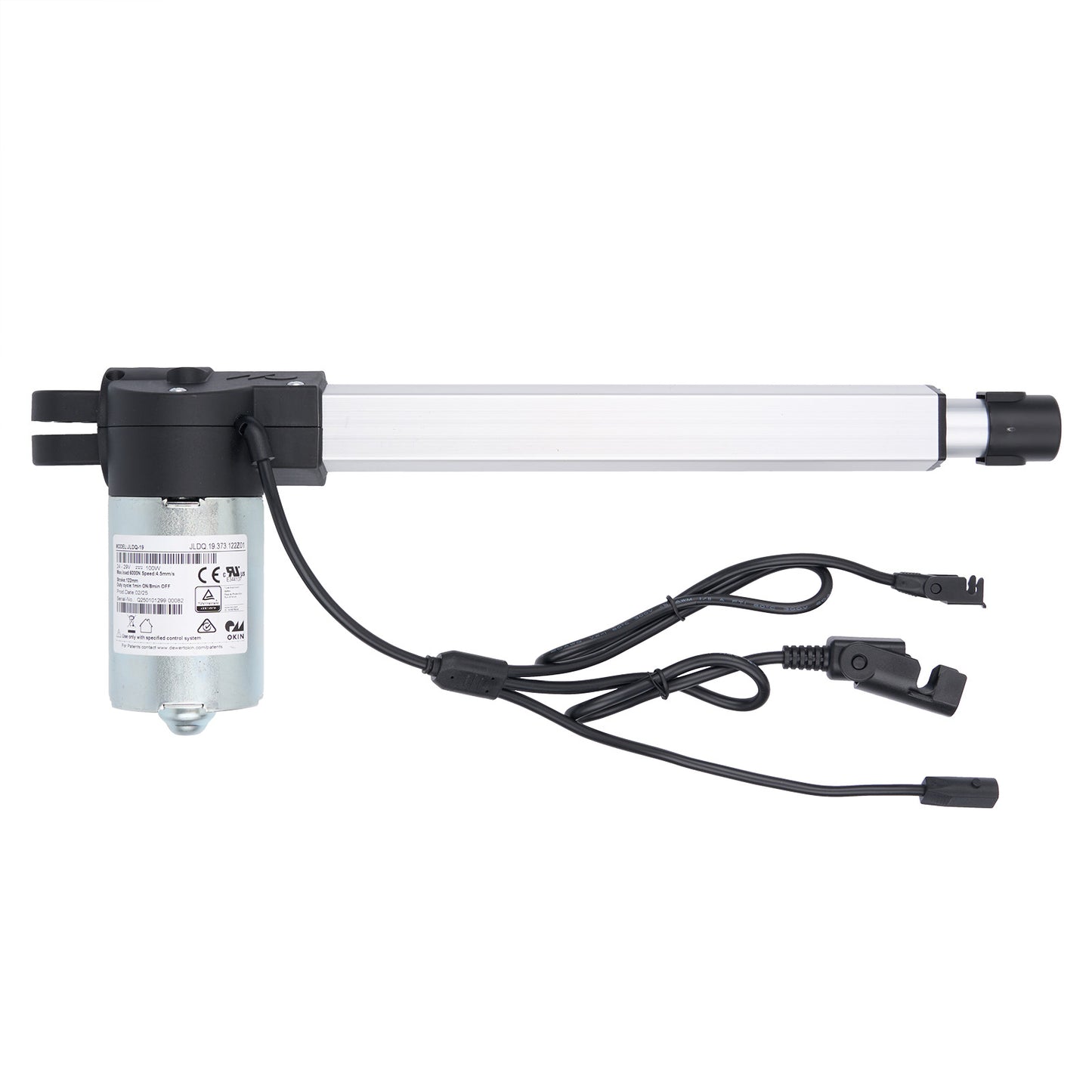 Linear actuator with cables on a white background