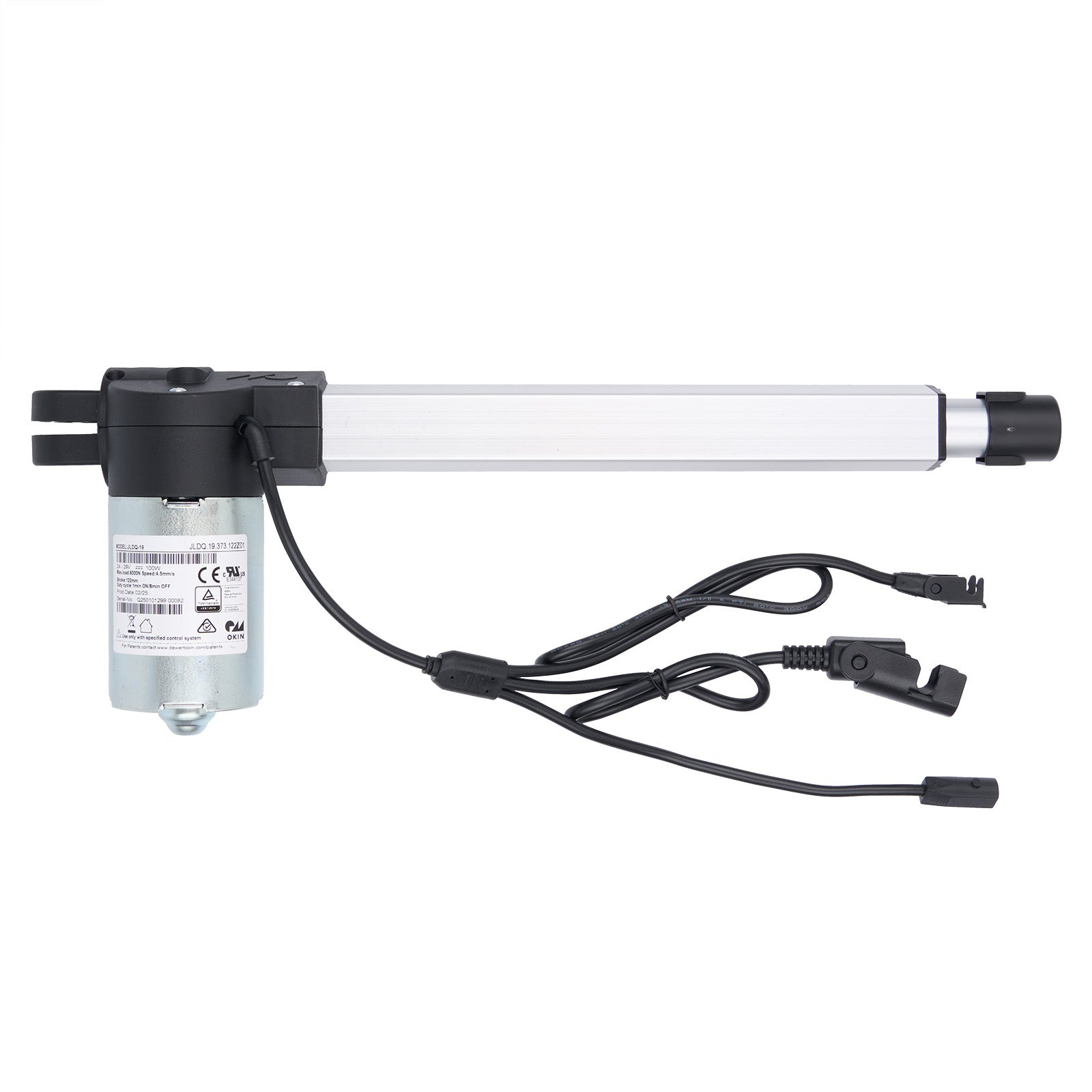 Linear actuator with cables on a white background