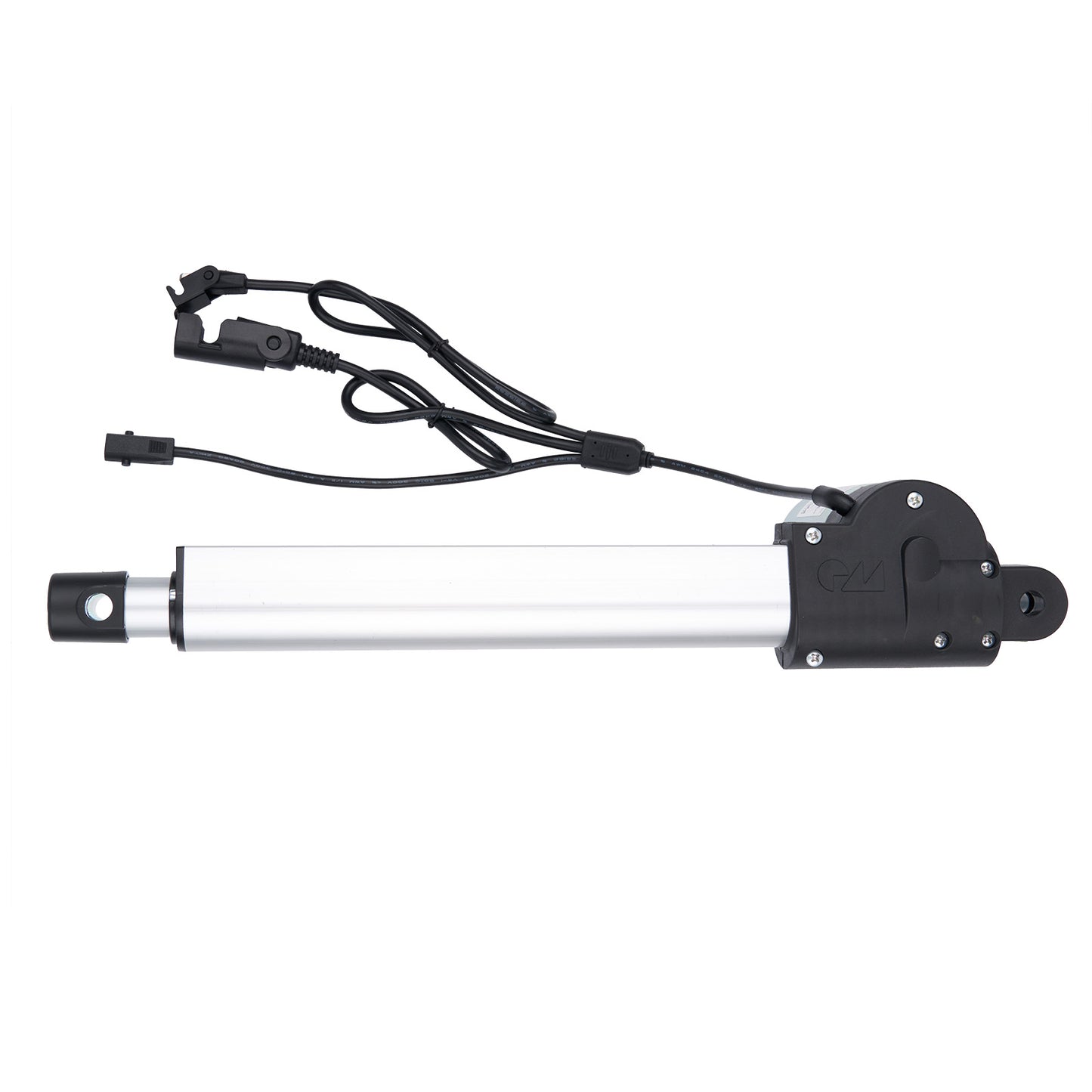 Linear actuator with wiring on a white background