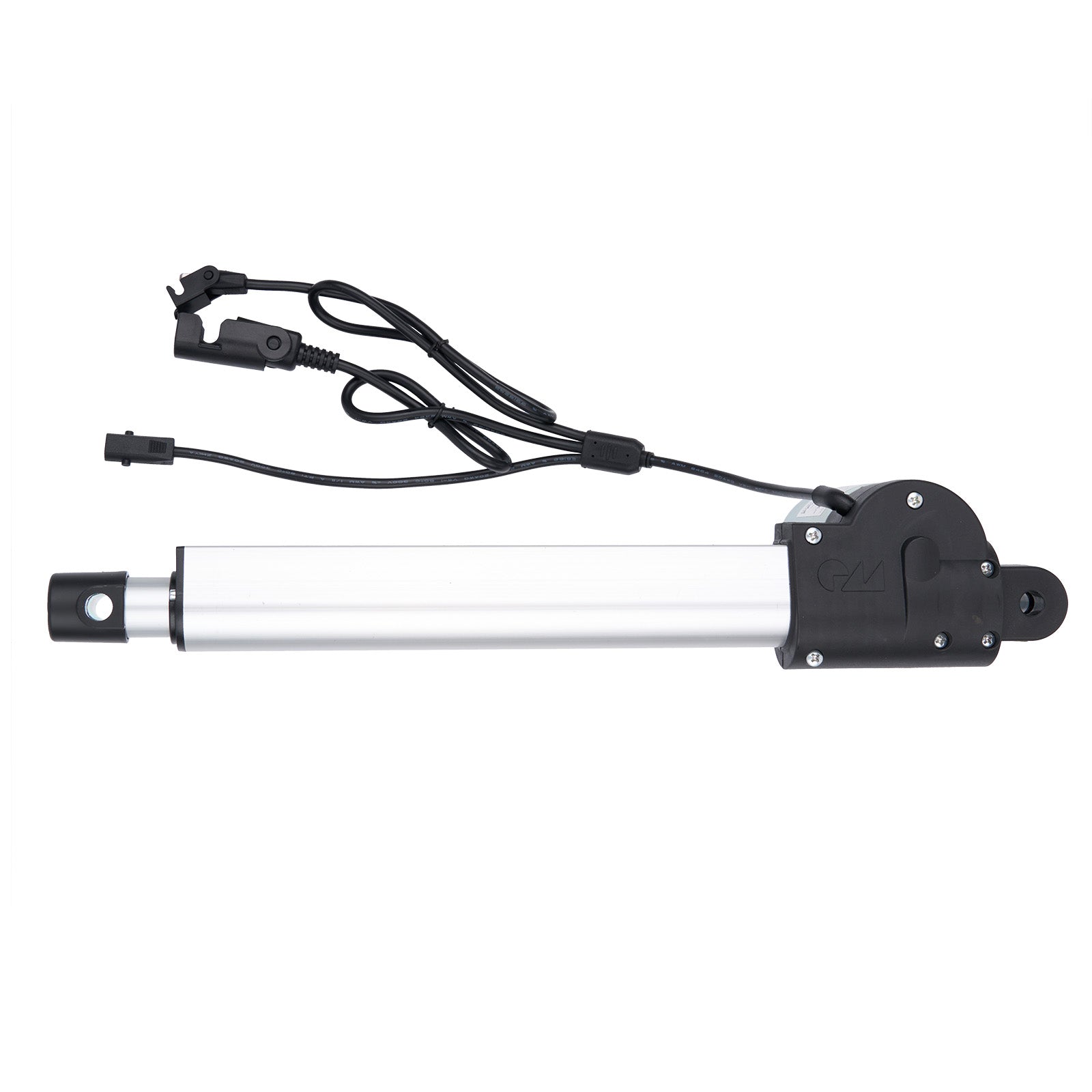 Linear actuator with wiring on a white background