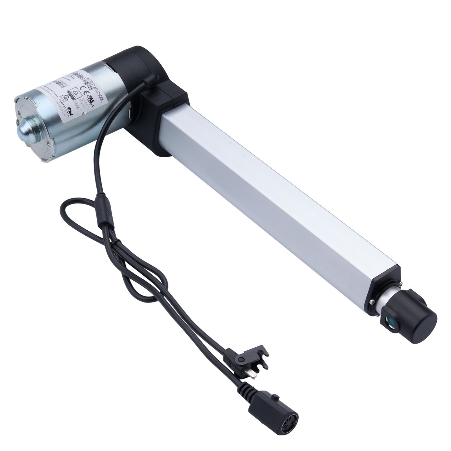 Linear actuator with cable on a white background