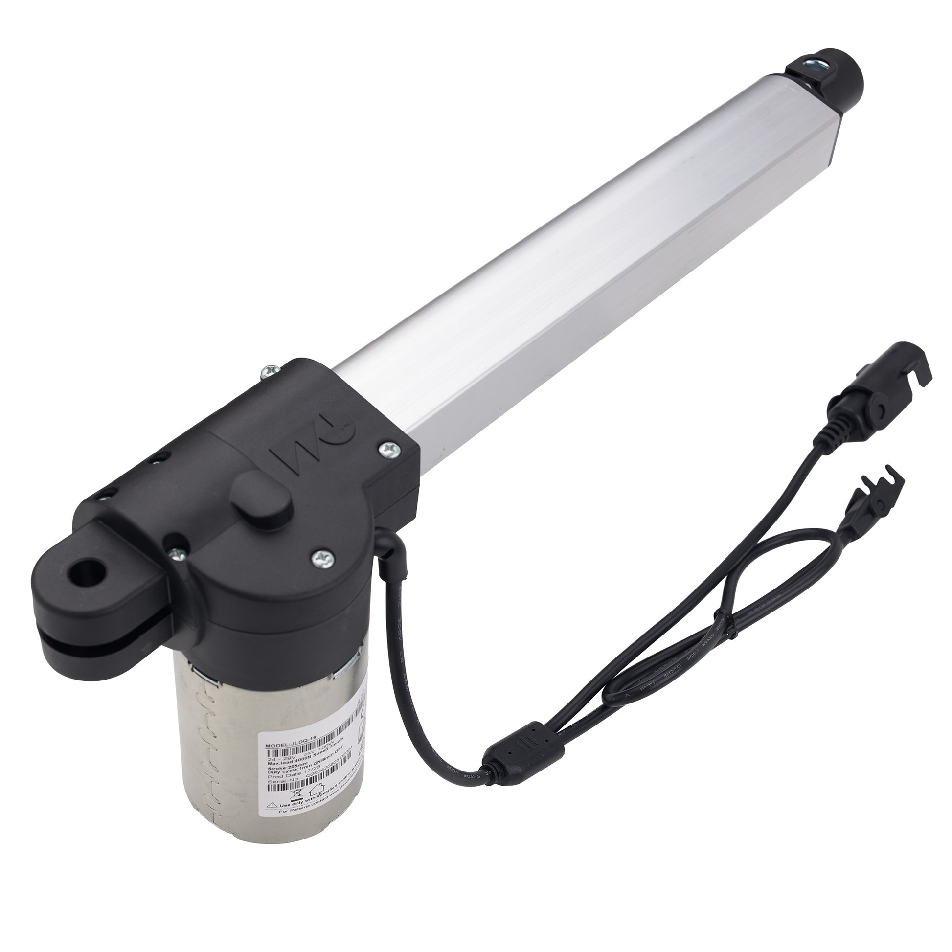 Linear actuator with cable on a white background