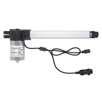 Linear actuator with power cable on a white background