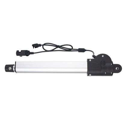 Linear actuator with black and white design on a white background