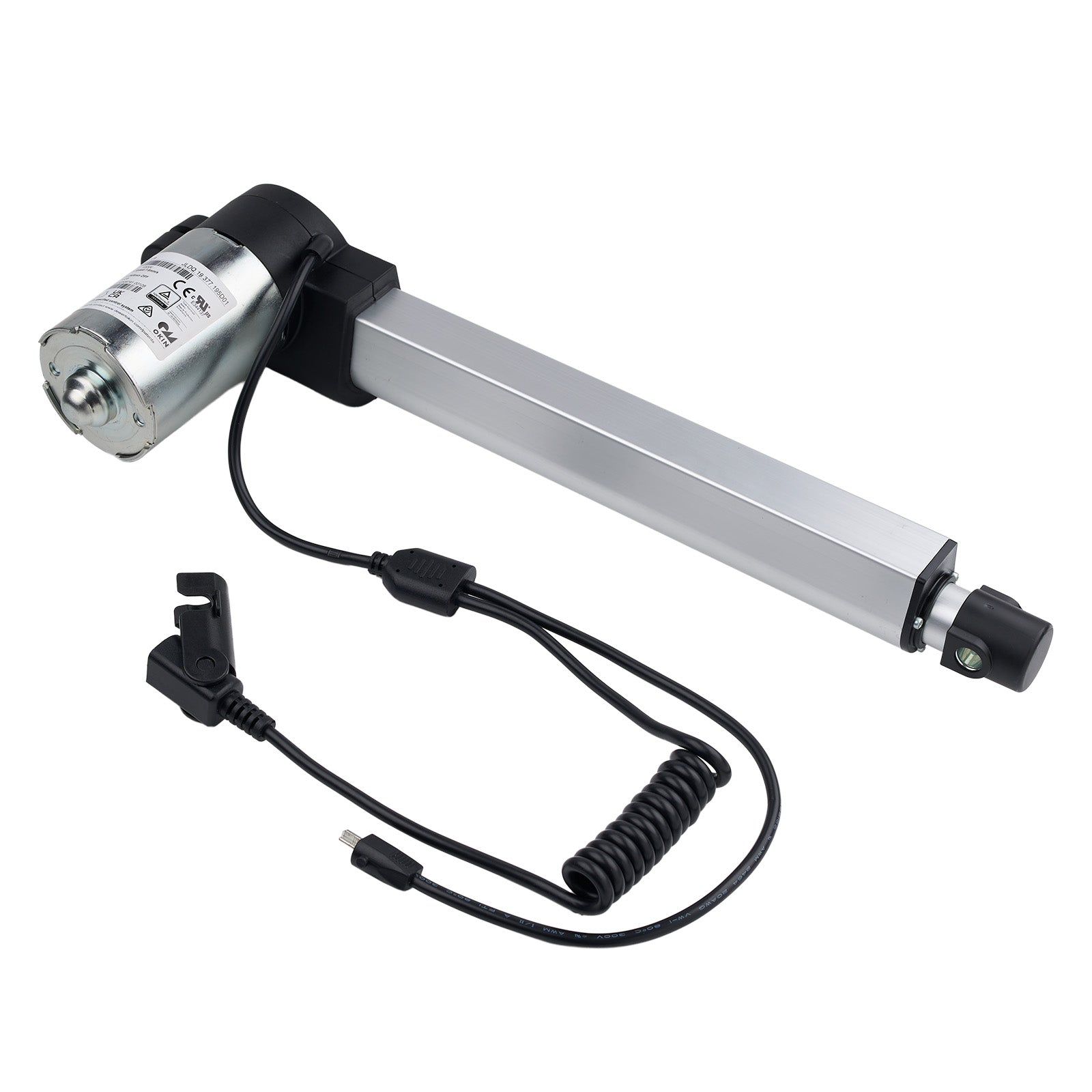 Linear actuator with cable on a white background