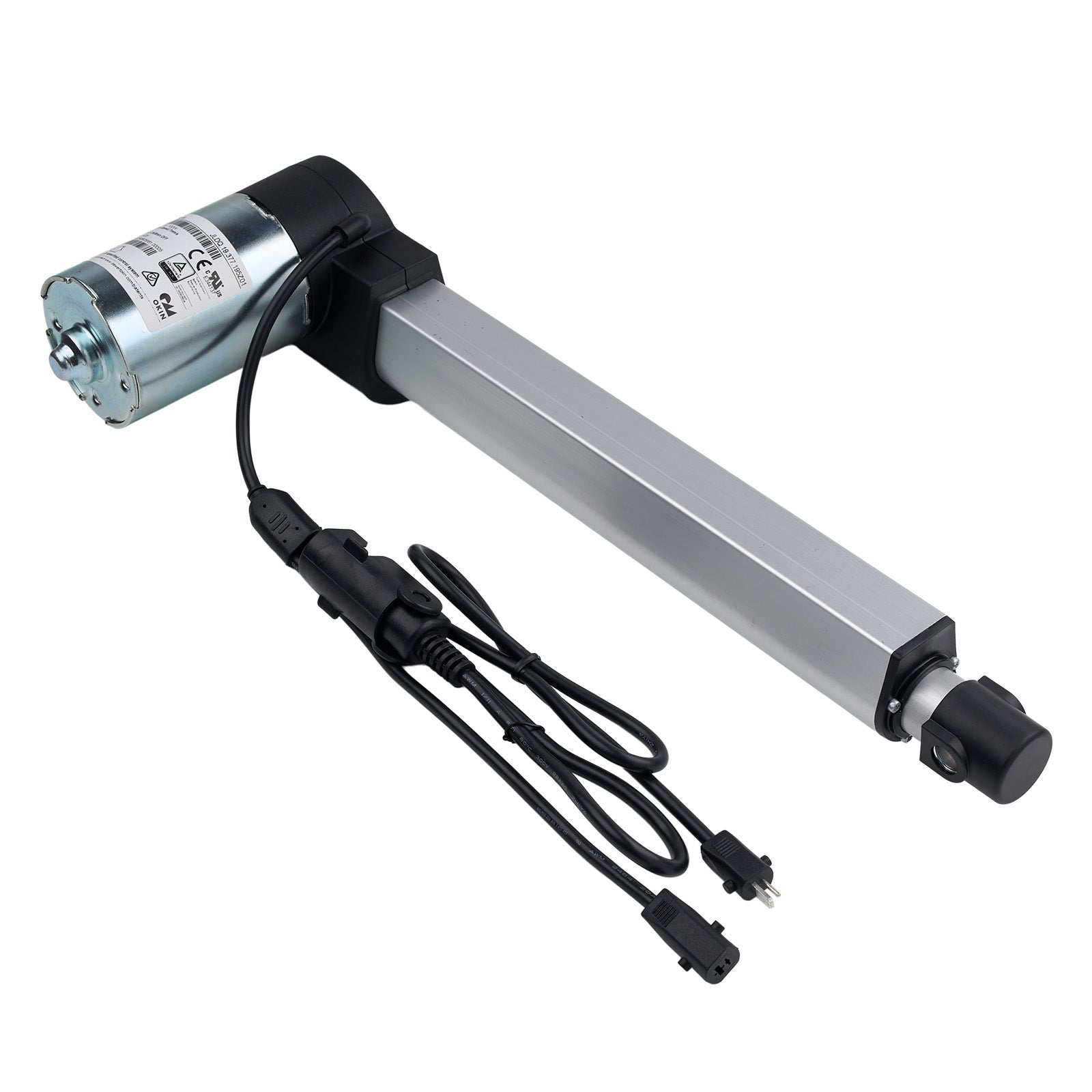 Linear actuator with cables on a white background
