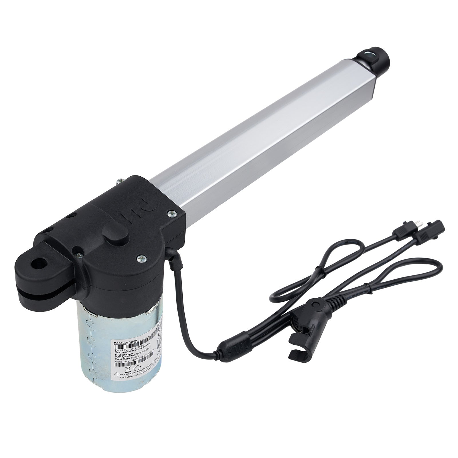 Linear actuator with cables on a white background