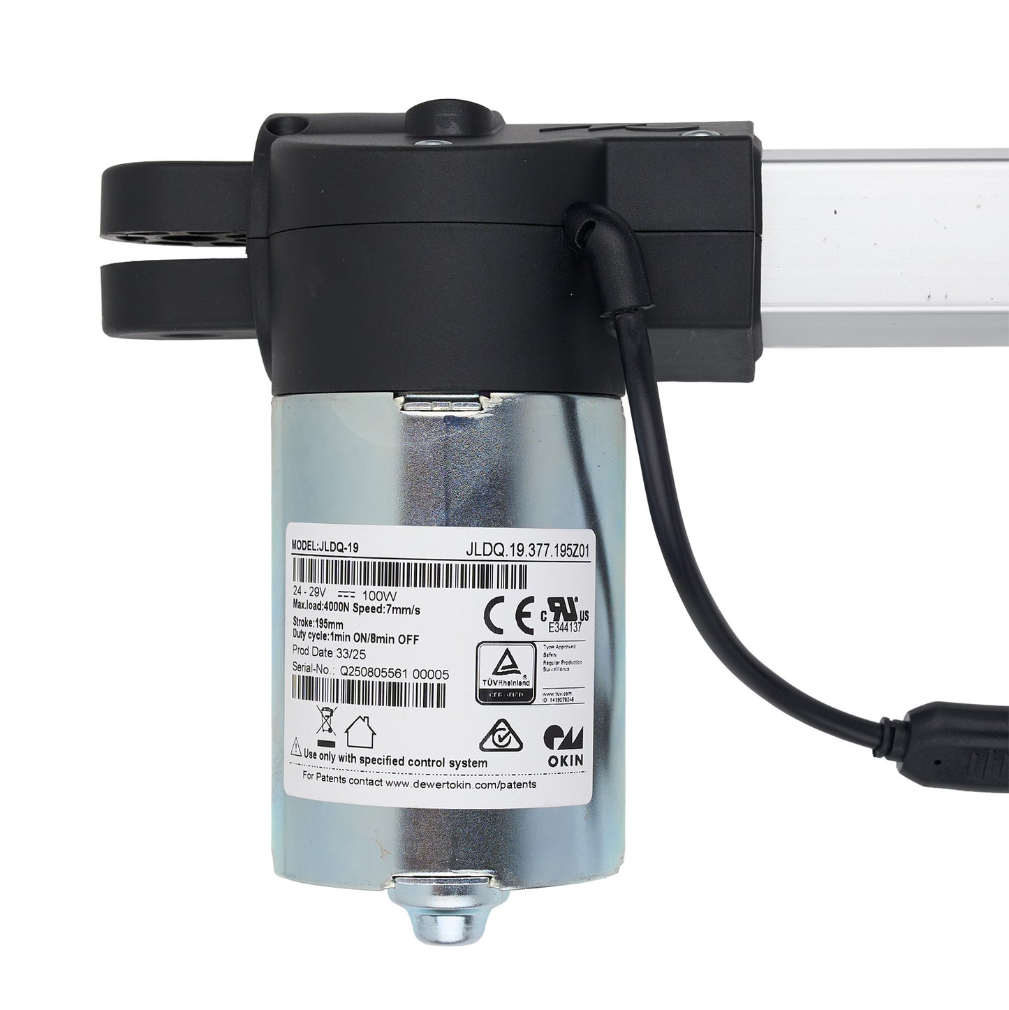 Mechanical component with visible branding on a white background