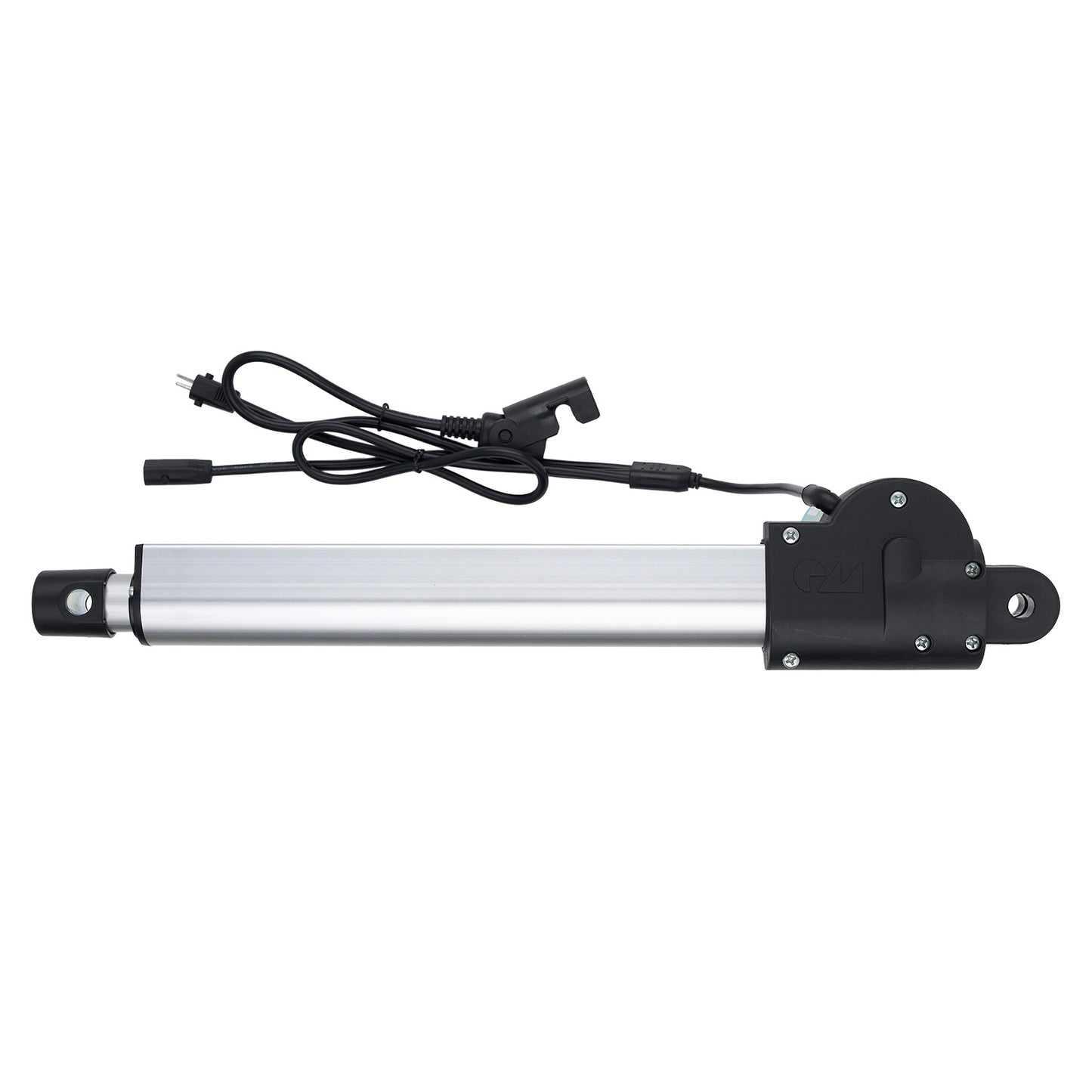 Linear actuator with wiring on a white background