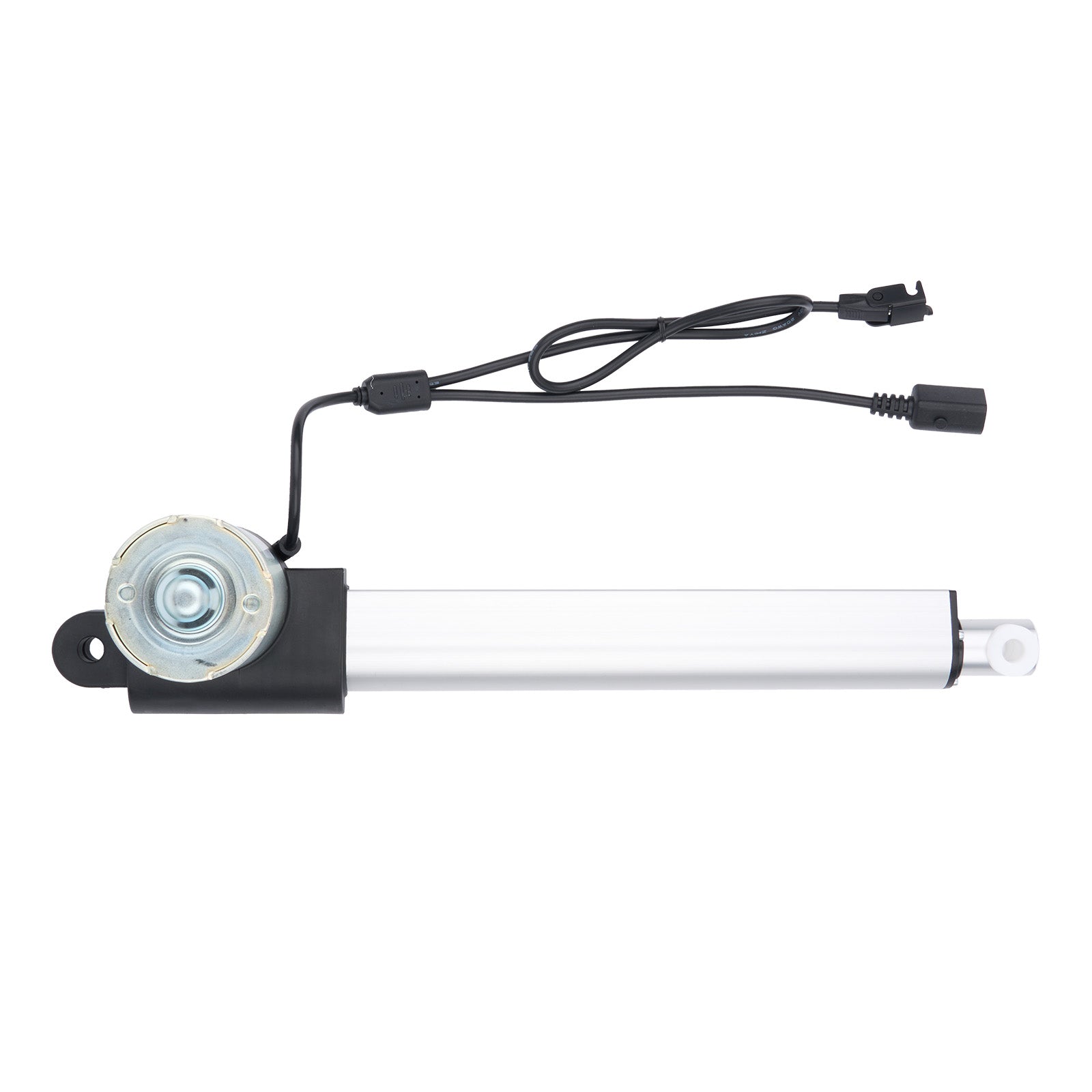 Mechanical linear actuator with power cable on a white background