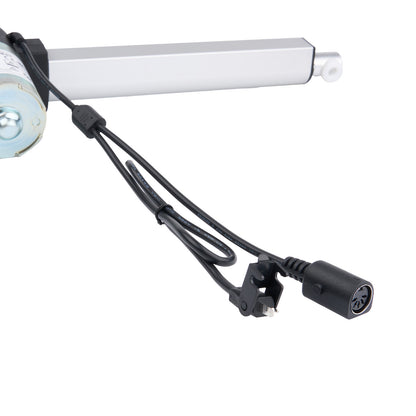 Linear actuator with wiring on a white background