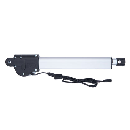 Linear actuator with black and white design on a white background
