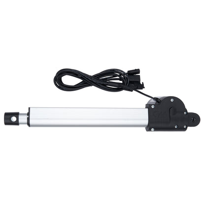 Linear actuator with black cable on a white background