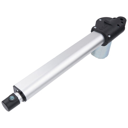 Metallic actuator with black end cap on a white background
