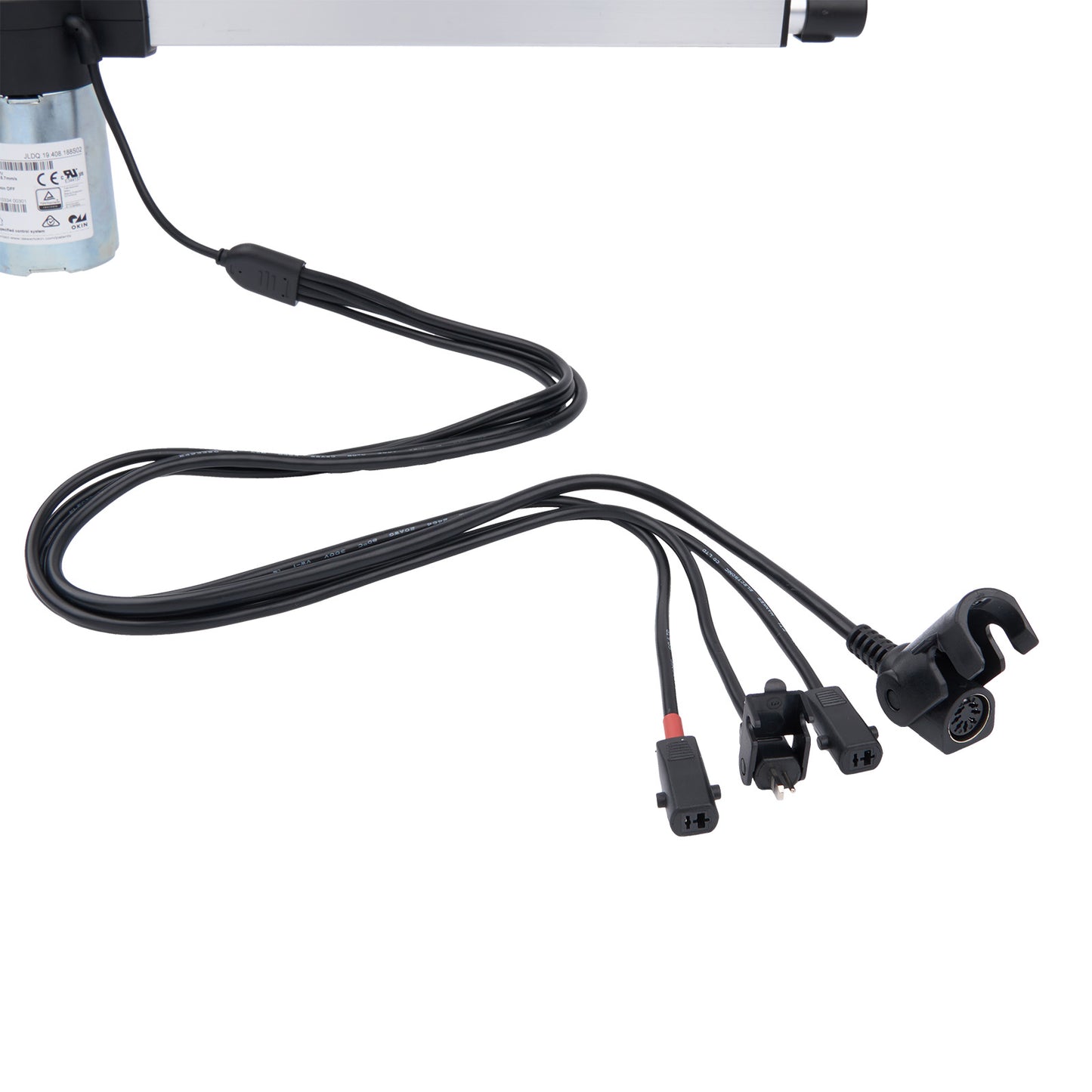 Electrical wiring with connectors on a white background