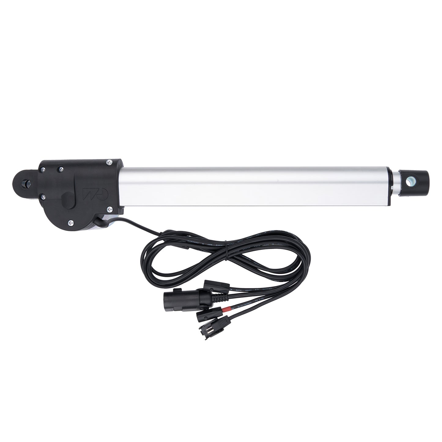 Linear actuator with wiring on a white background