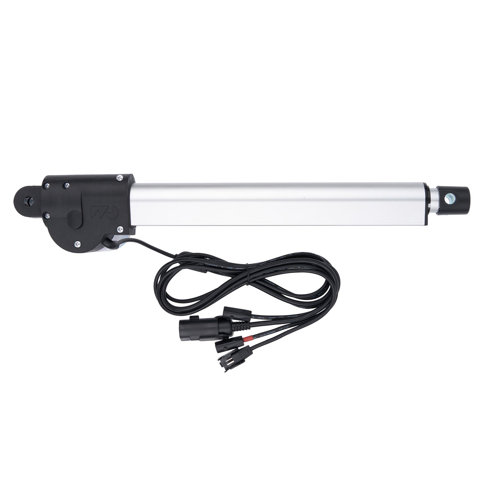 Linear actuator with wiring on a white background