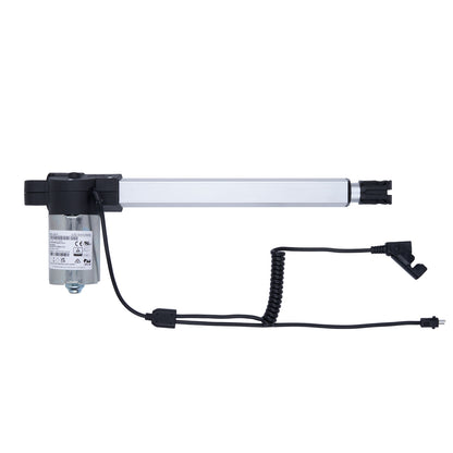 Linear actuator with cable on a white background