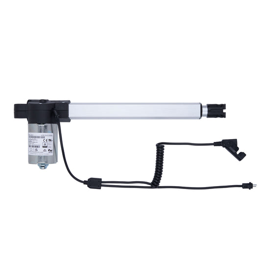 Linear actuator with cable on a white background