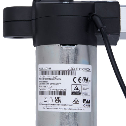 Mechanical component with a label on a white background