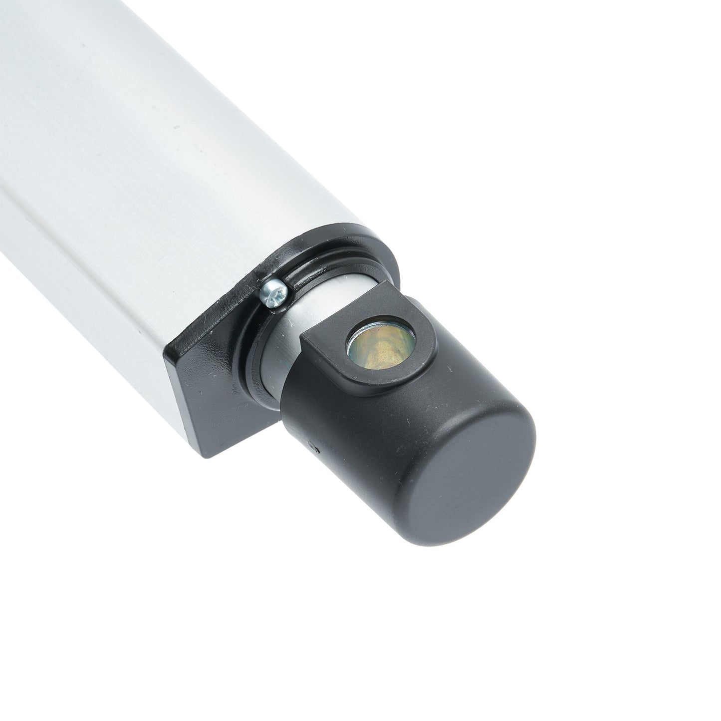 Close-up of a cylindrical sensor or camera module on a white background