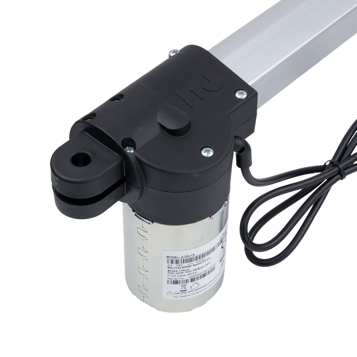 Electric actuator with cable on a white background