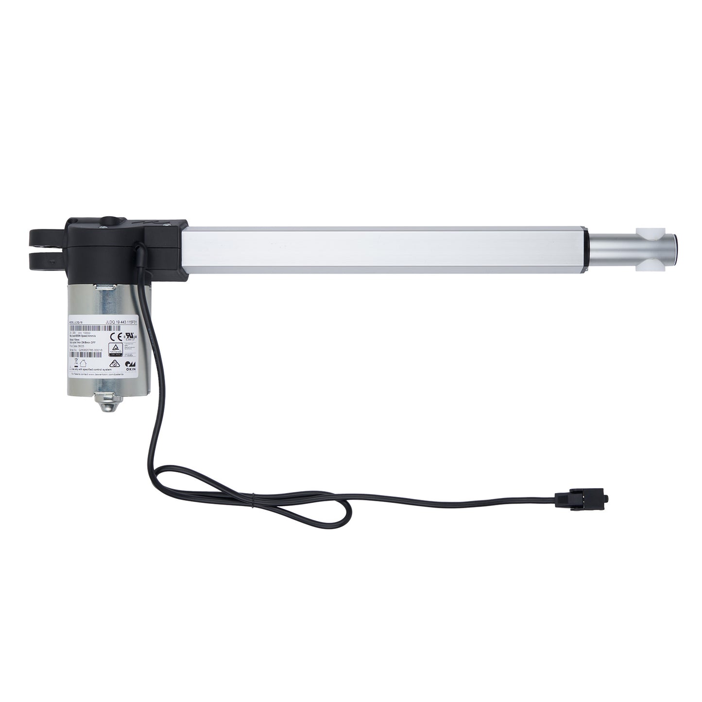 Linear actuator with cable on a white background