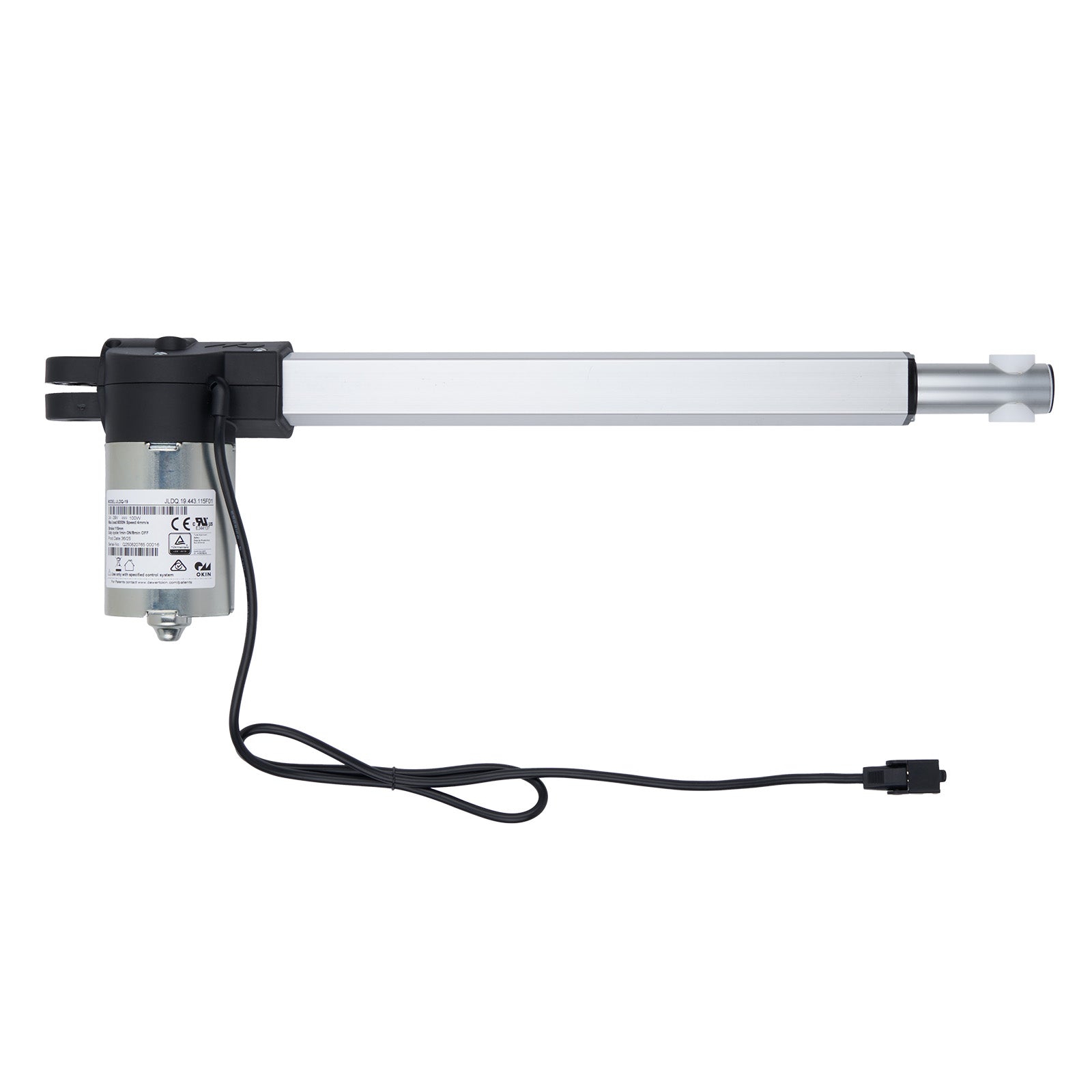 Linear actuator with cable on a white background