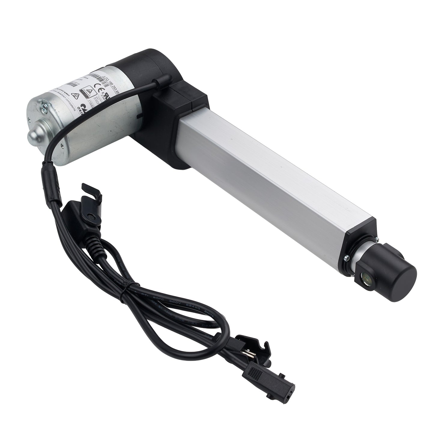 Linear actuator with cable on a white background