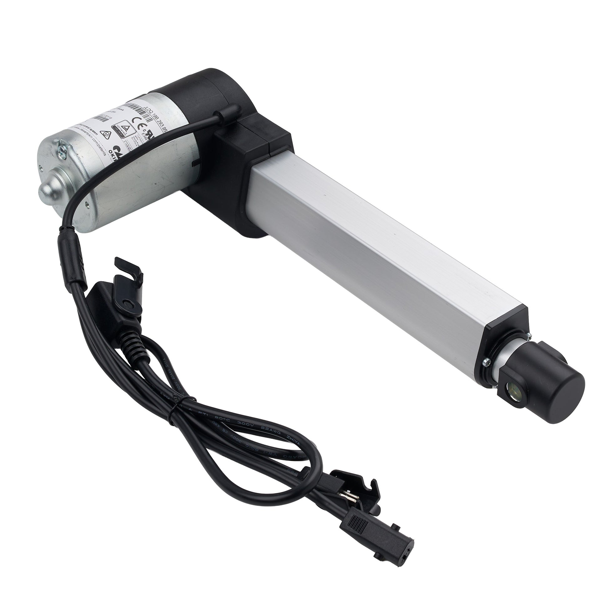 Linear actuator with cable on a white background