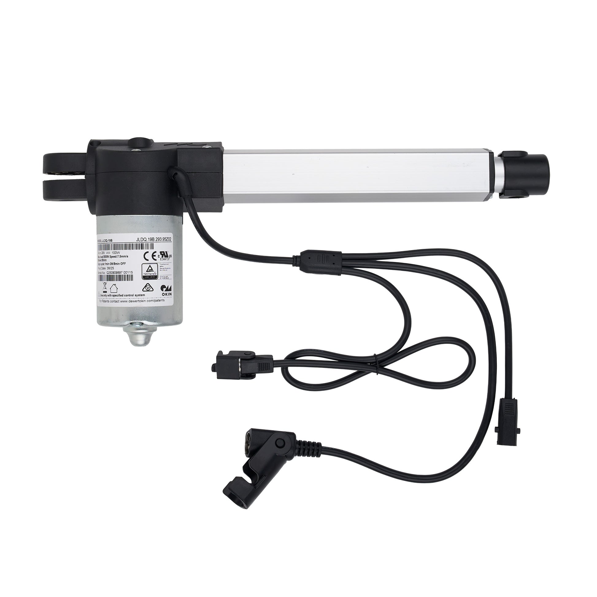 Electrical actuator with wiring on a white background