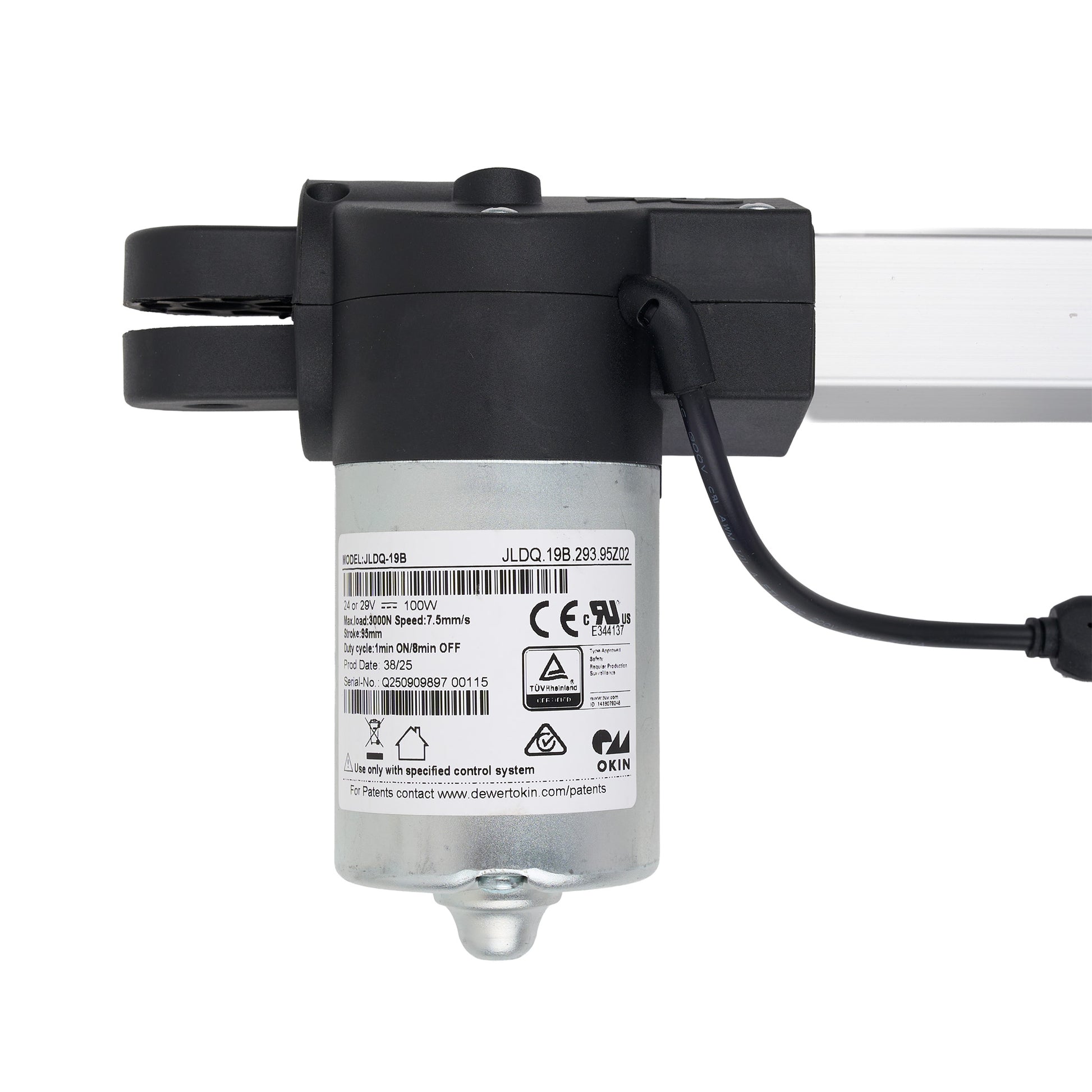 Electrical component with visible branding and specifications on a white background